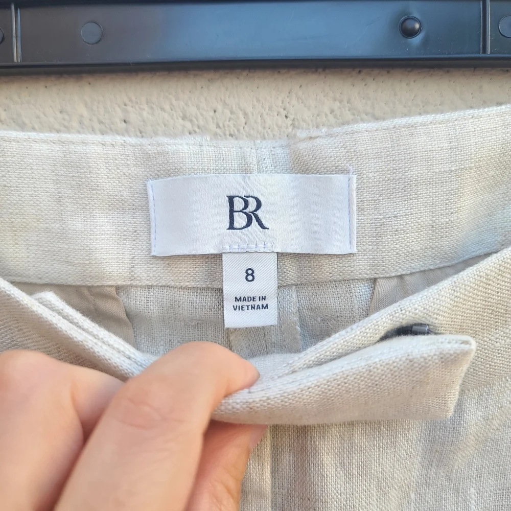 Banana Republic | Beige Lina 100% Linen Straight Fit Trousers Size 8